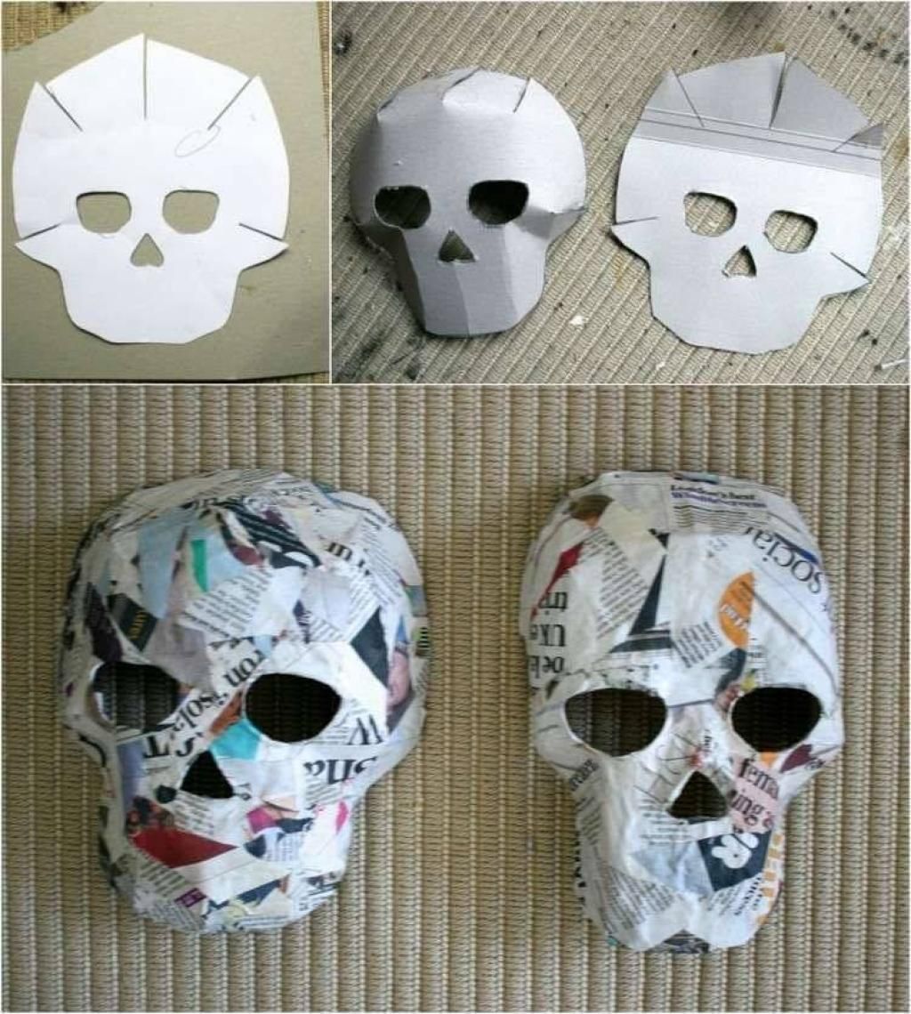 Как сделать объемную маску-череп по шаблону