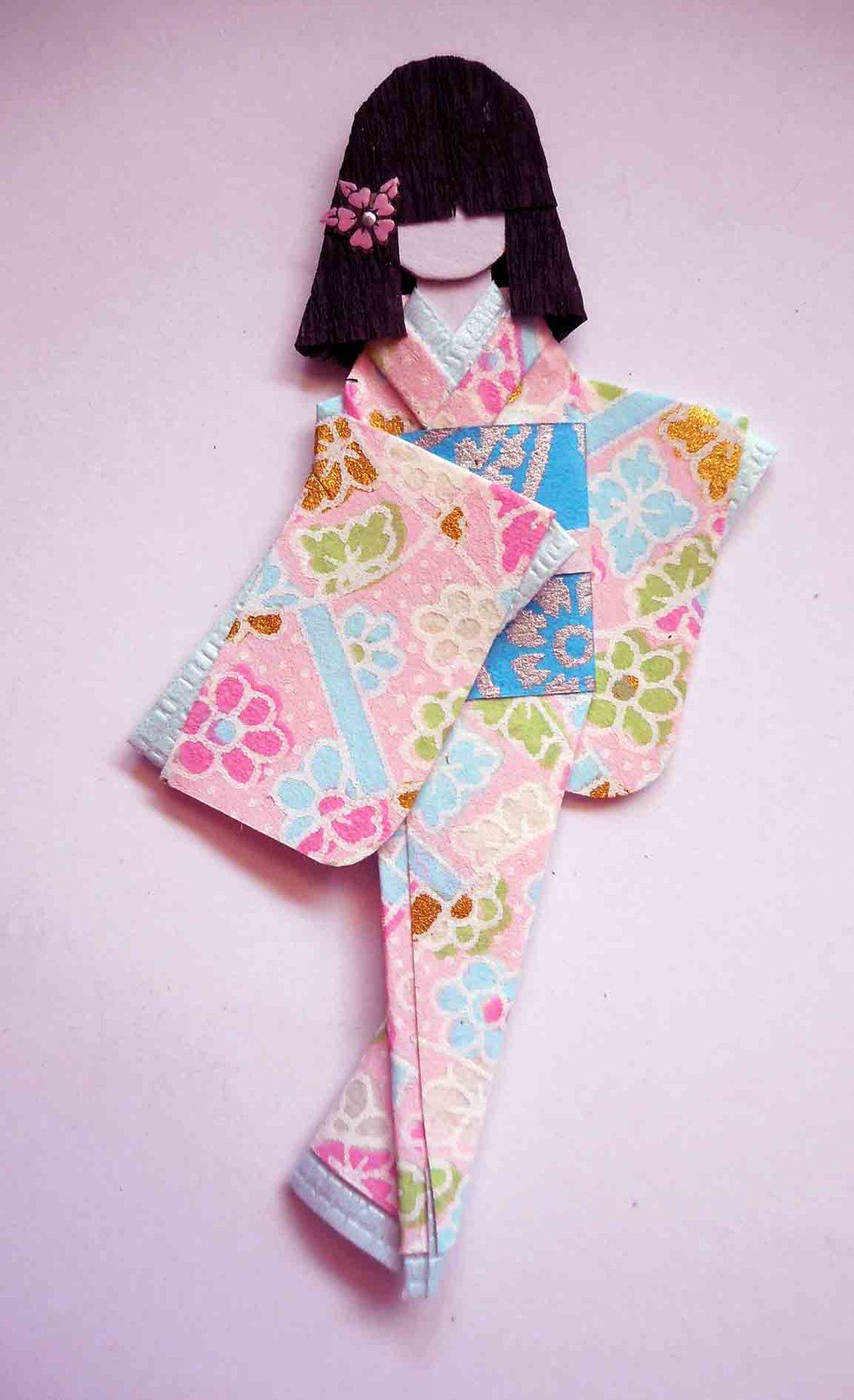 Японская бумажная кукла закладка шиори нингё
