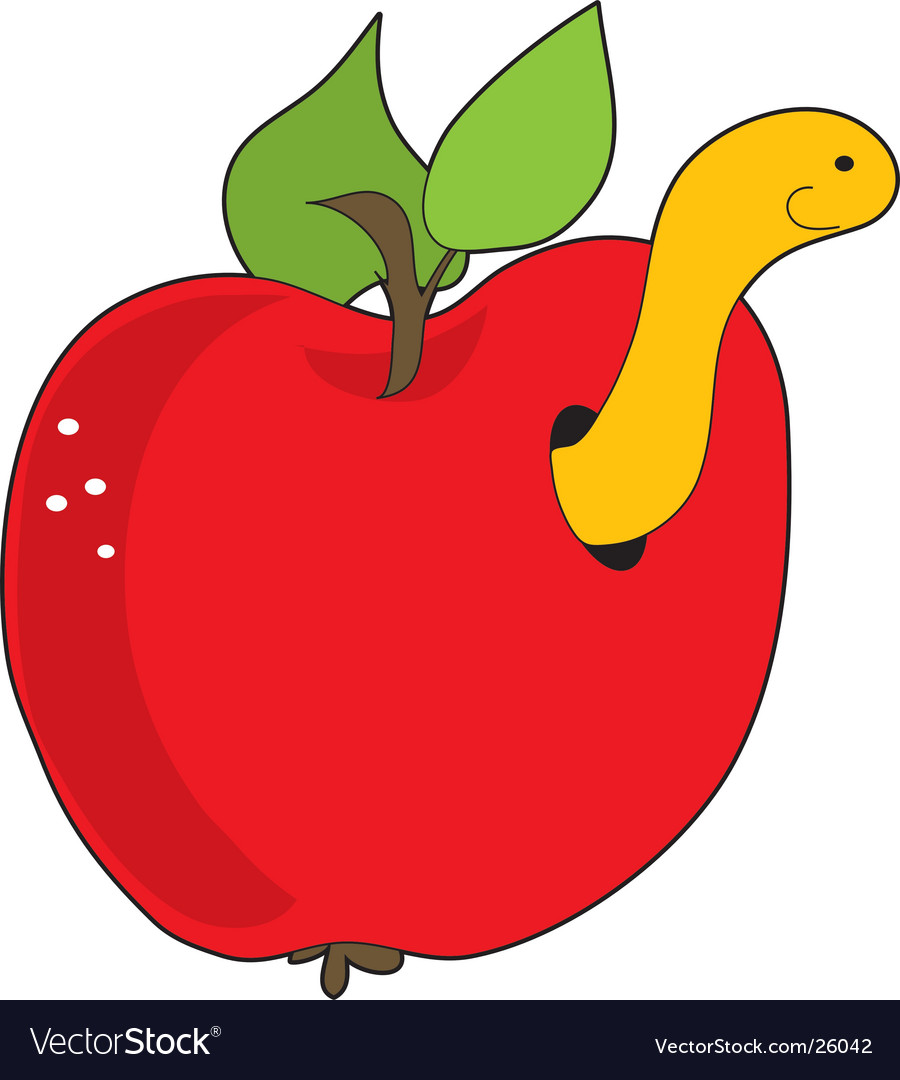 Яблочко с червячком рисование