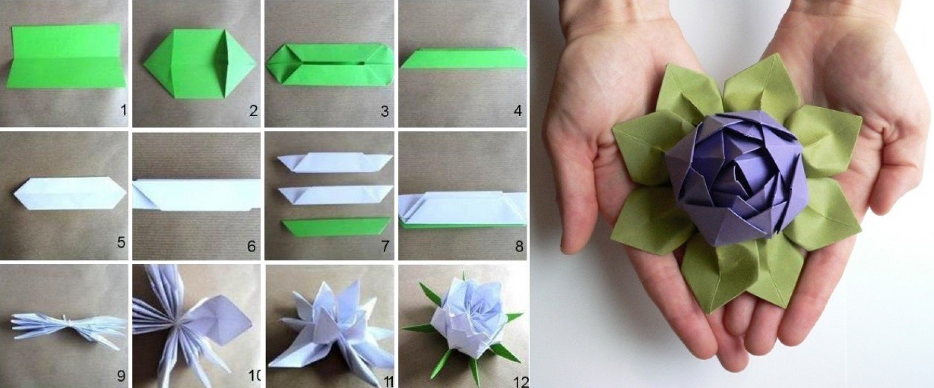 Оригами Лотос из бумаги пошаговой инструкции