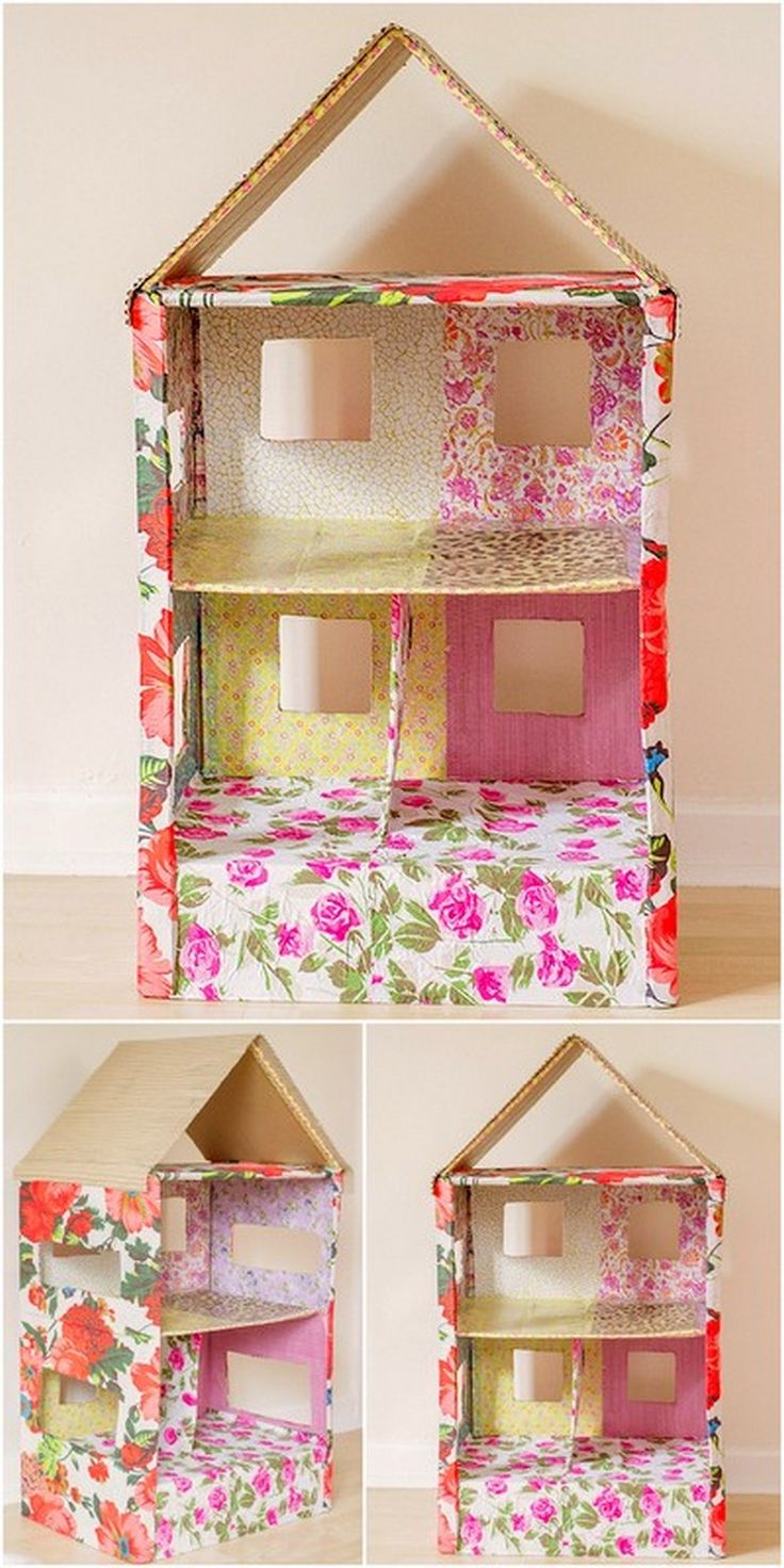Кукольный домик и мебель для Барби из картона