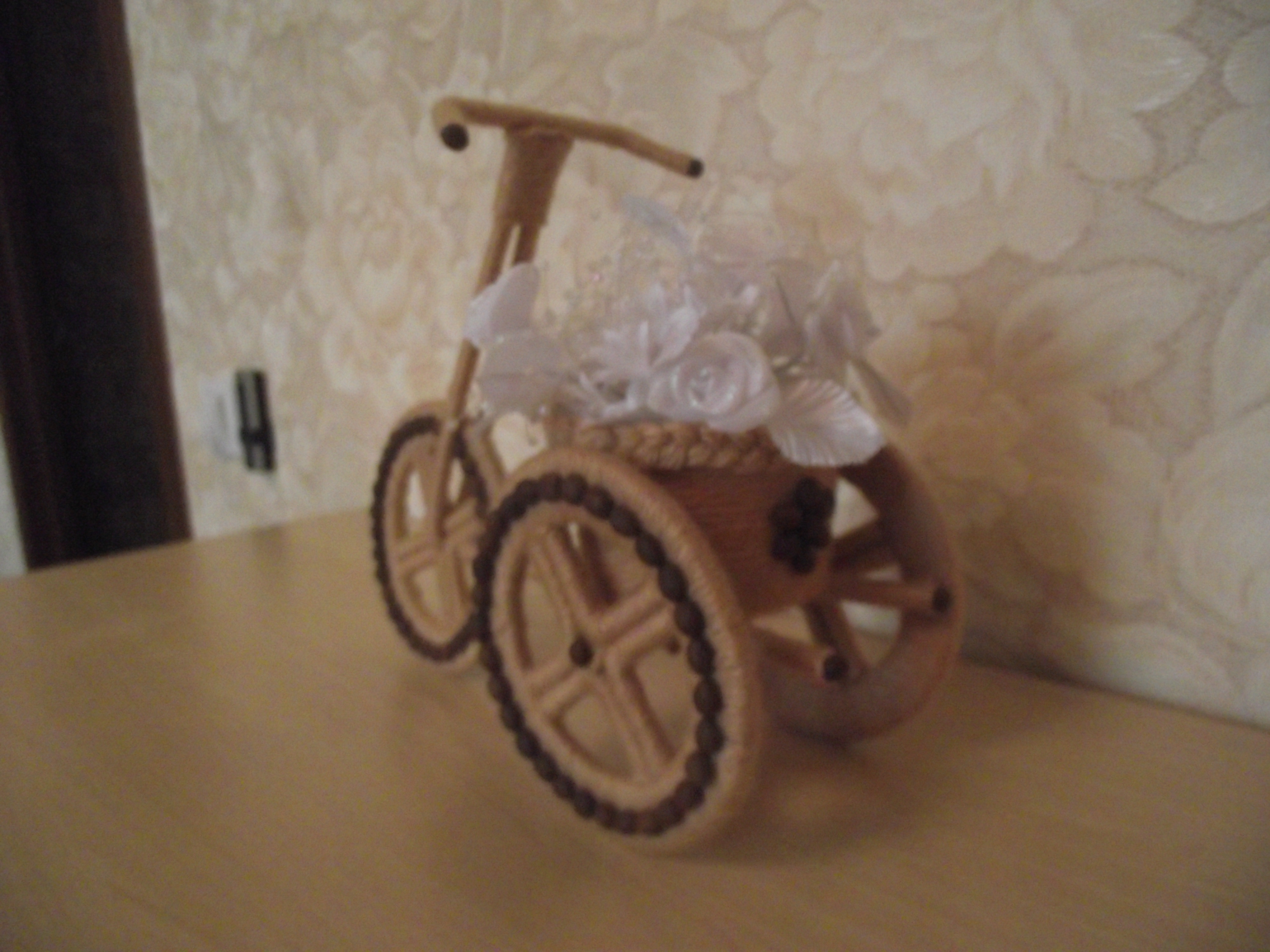Декоративный велосипед из шпагата пошагово с фото