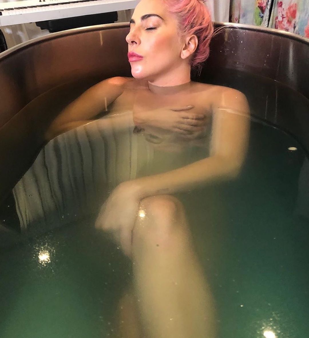 Black lady in a naked bath