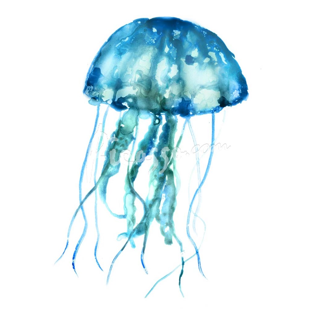 Медузы акварелью для детей
