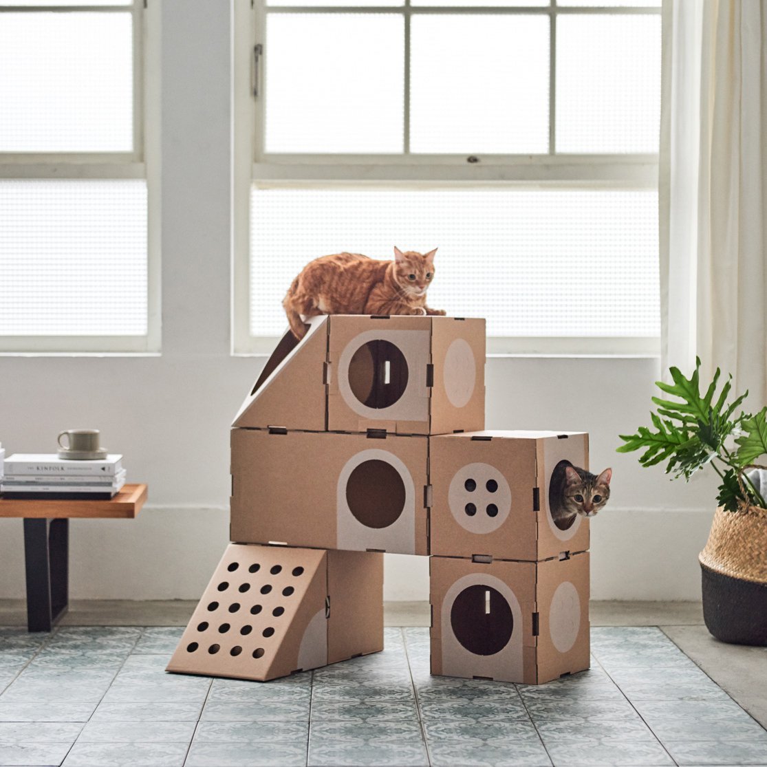 Домик для кошки из коробок картонных