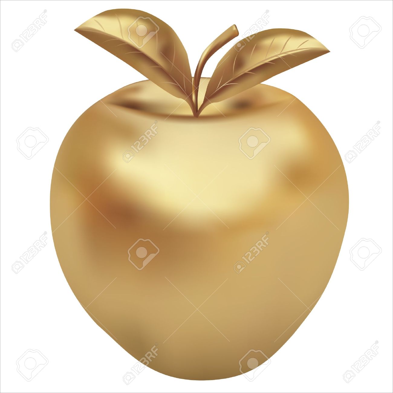 Золотое яблоко с листочком