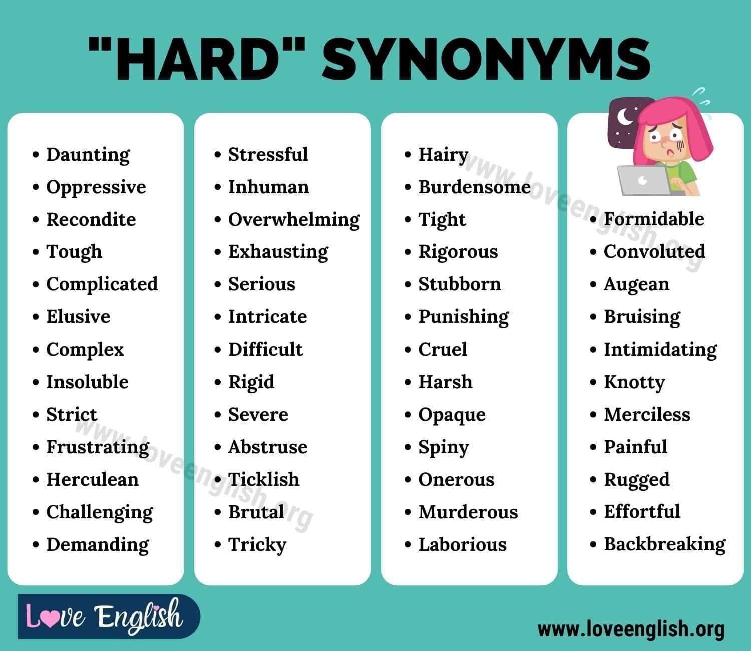 Synonyms for hard