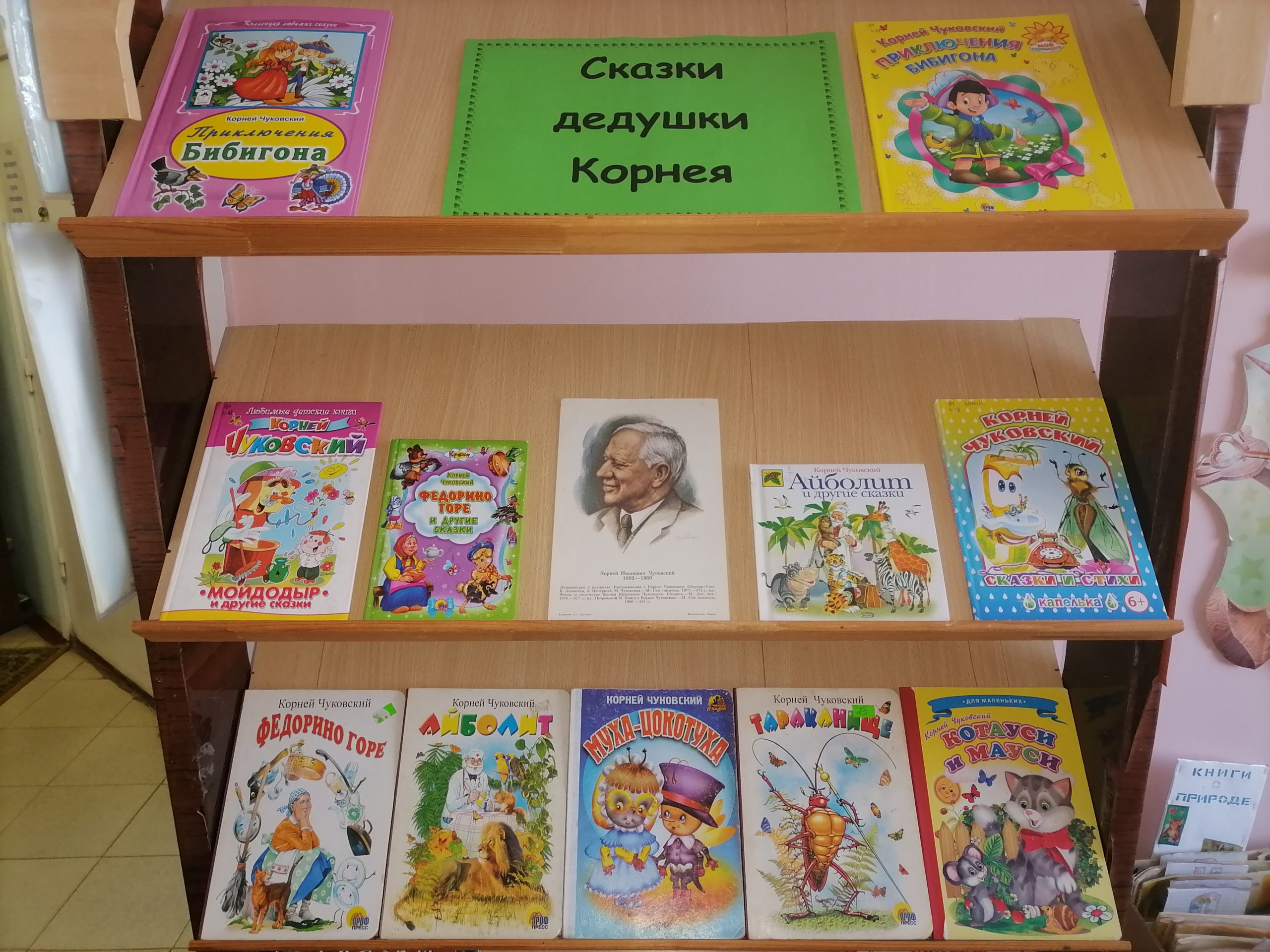 Книжная выставка по Чуковскому сказки дедушки Корнея
