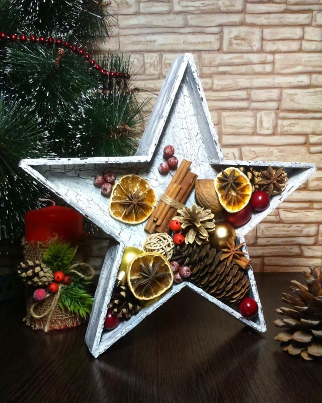 Новогодний декор звезда из шпажек