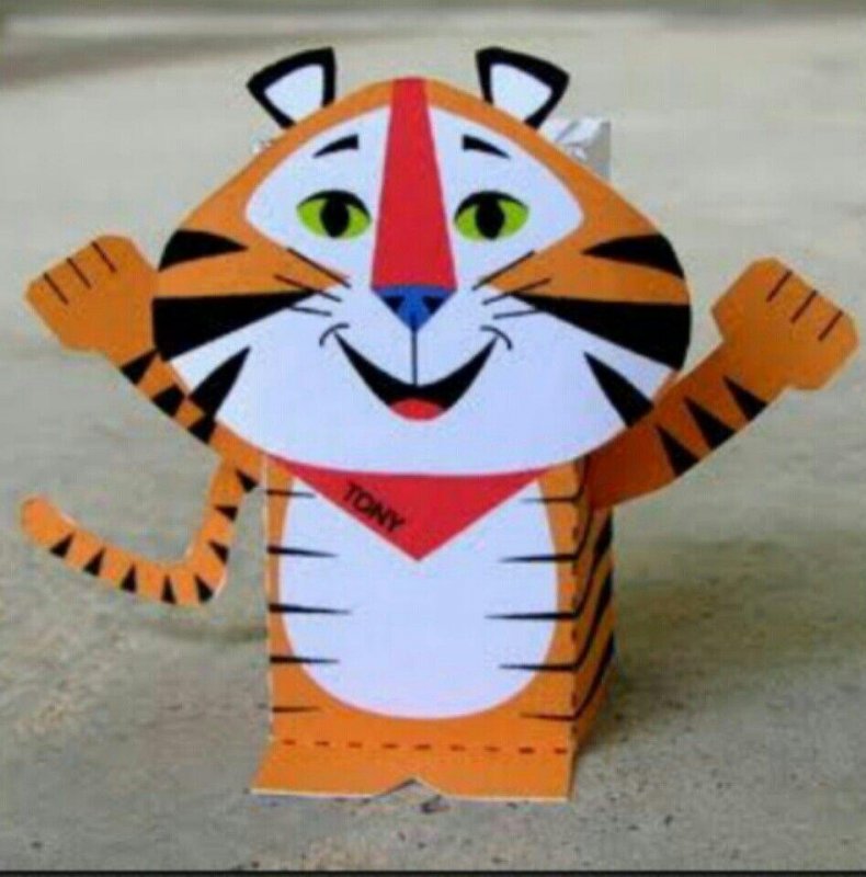 Тигр из цветной бумаги для детей