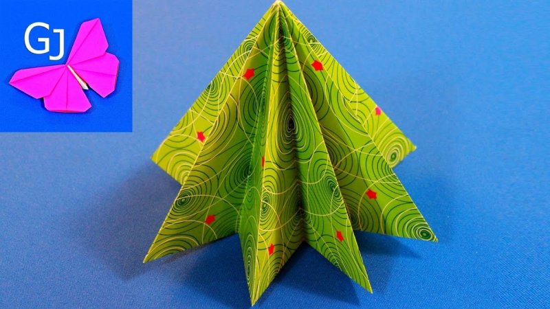 Оригами из бумаги елка Новогодняя