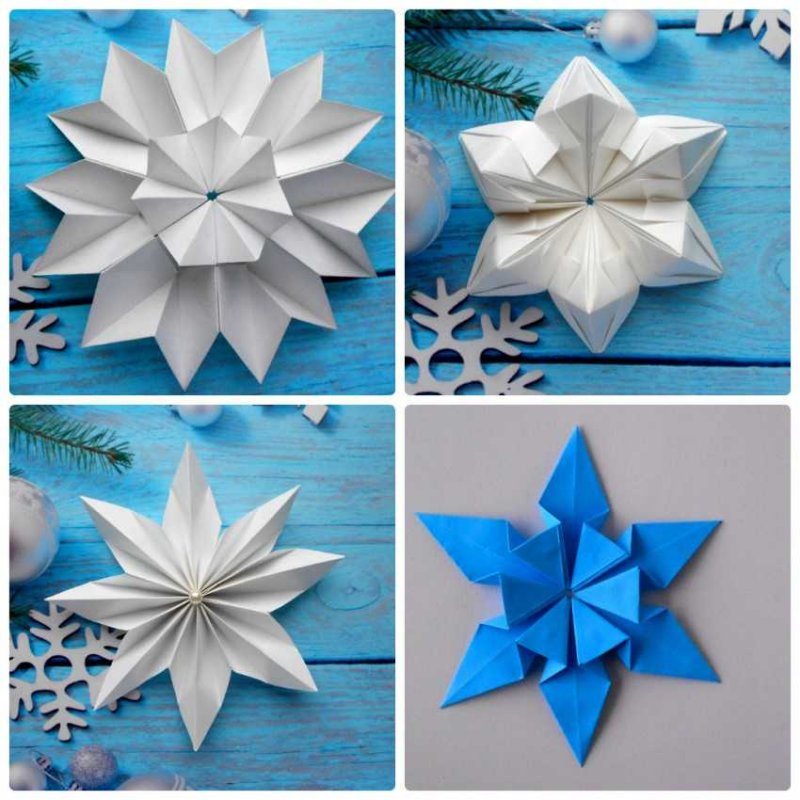 Снежинка оригами из бумаги объемная