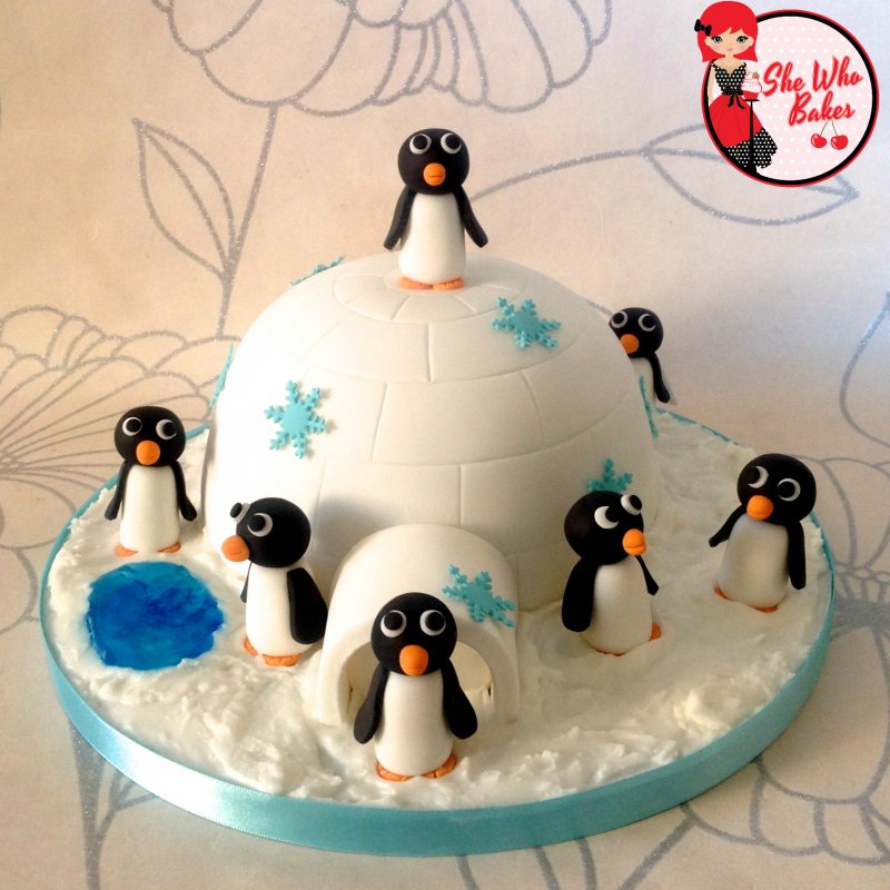 Декор торта с пингвином