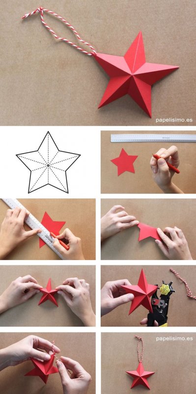 Ёлочные игрушки звезда из бумаги