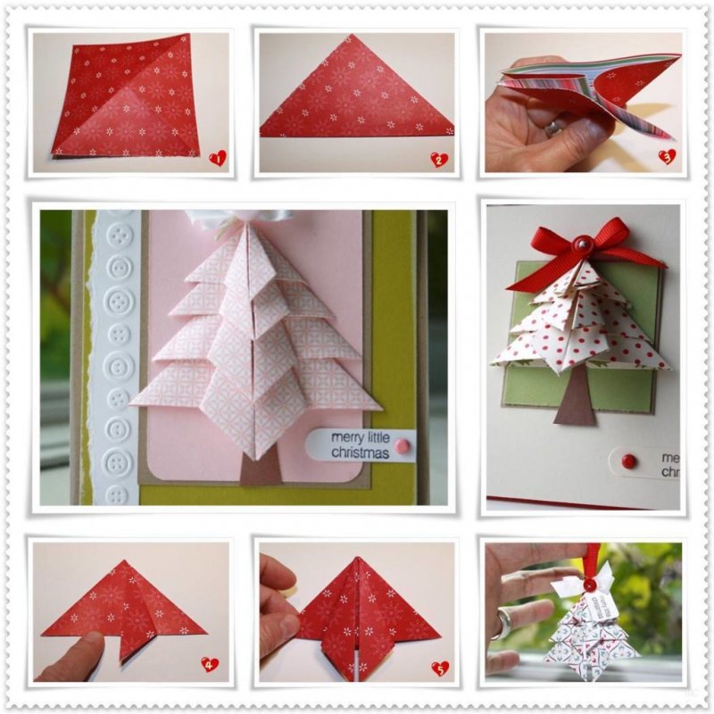 Оригами открытка на новый год