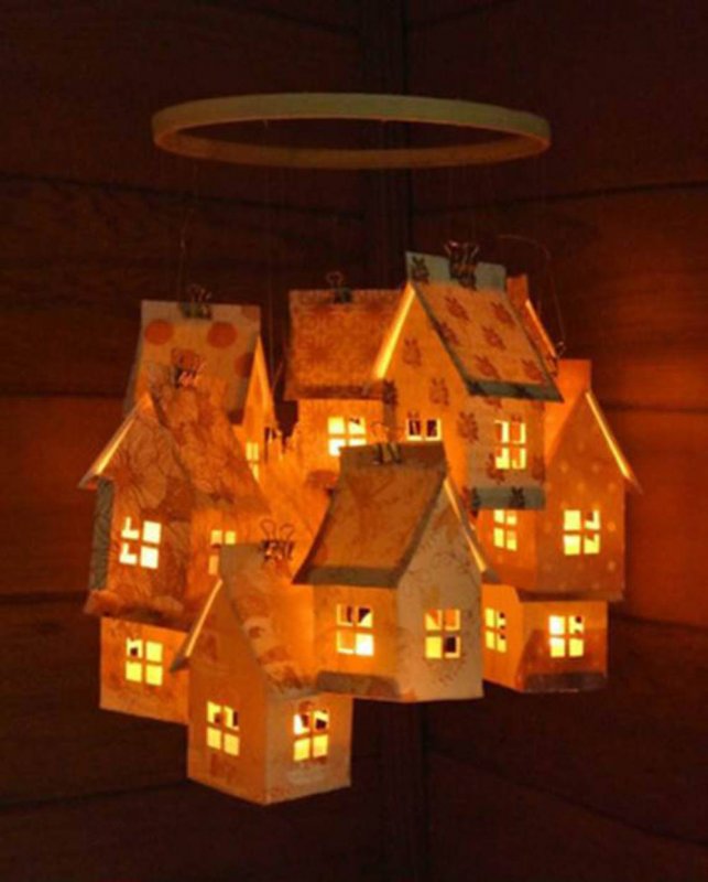 Картонный домик фонарик