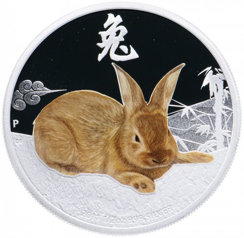 Монета кролик серебро 2011 year of the Rabbit 2 доллара