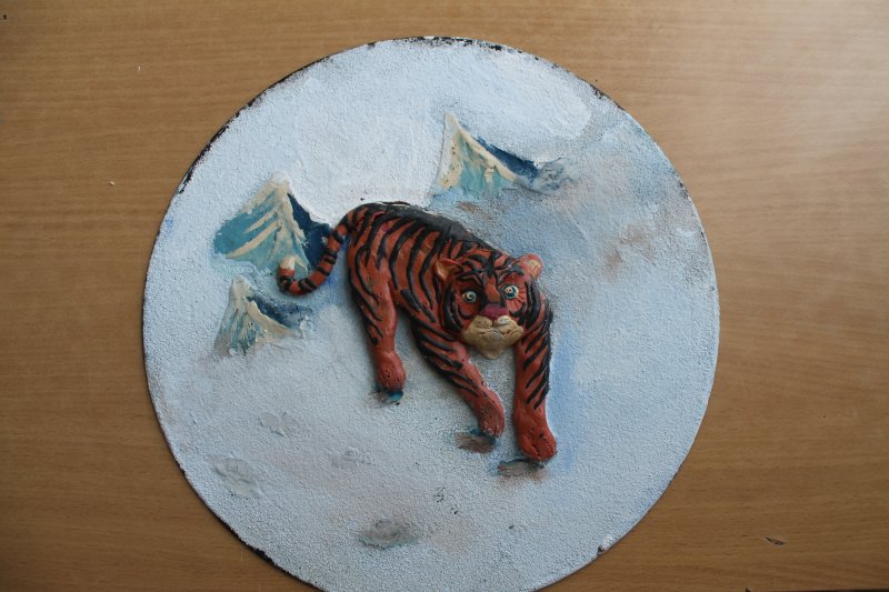 Картина из пластилина тигр