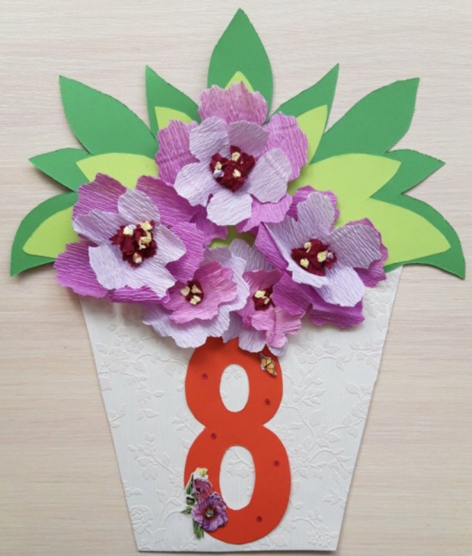 Корзинка с цветами поделка на 8 марта