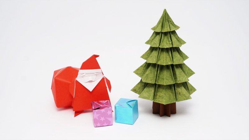 Новогодняя елка в стиле оригами