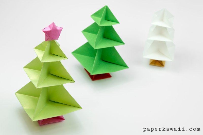 Открытка объемная оригами елки и горки