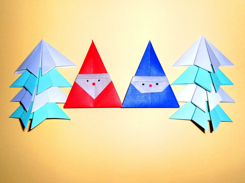 Новогодняя игрушка оригами для детей