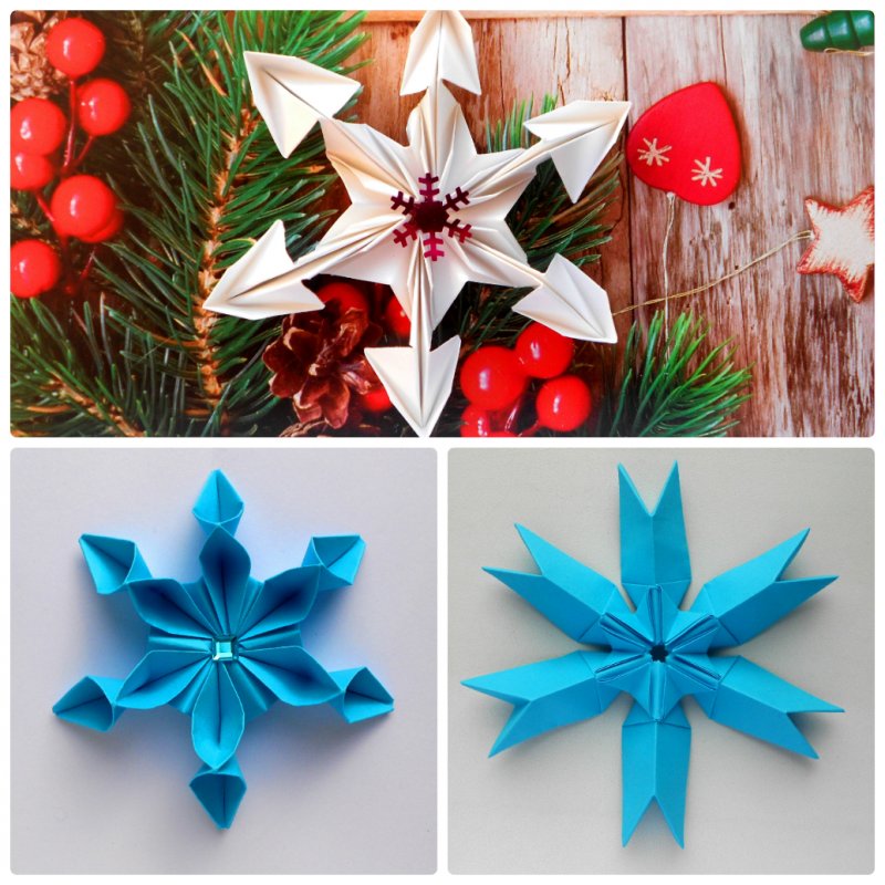 Оригами Снежинка украшение на елку