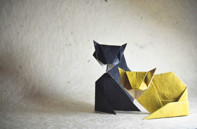 Оригами кот сложный
