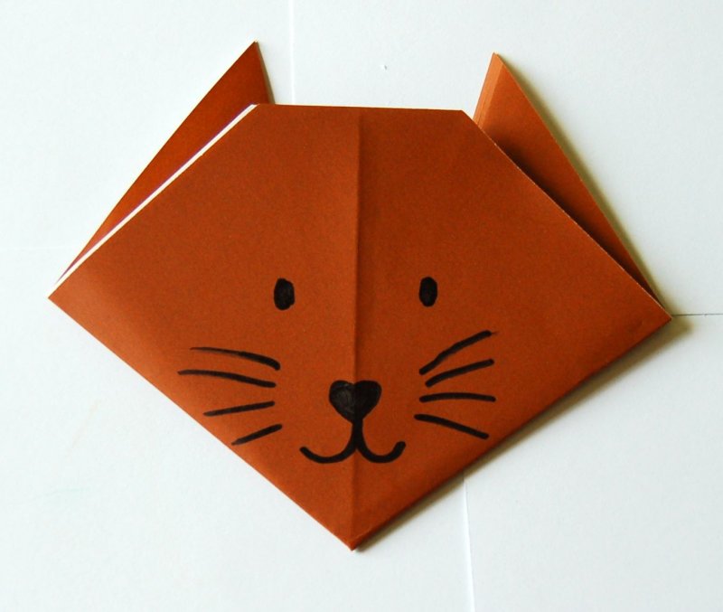 Оригами мордочка кота