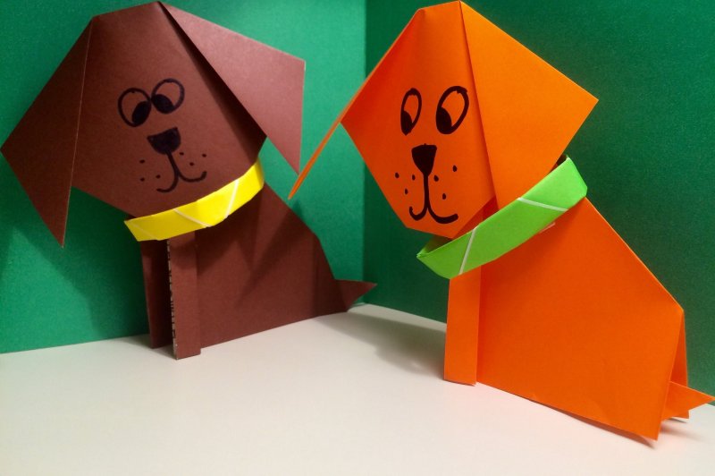 Оригами собачка из бумаги для детей