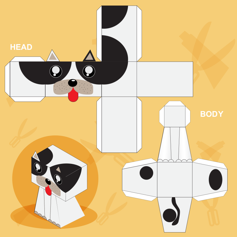 Бумажные фигурки собак