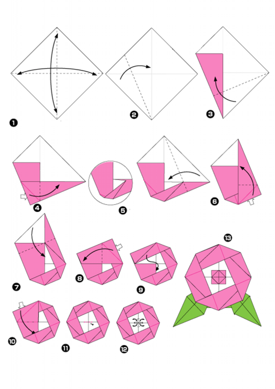 Оригами цветок схема для начинающих пошагово