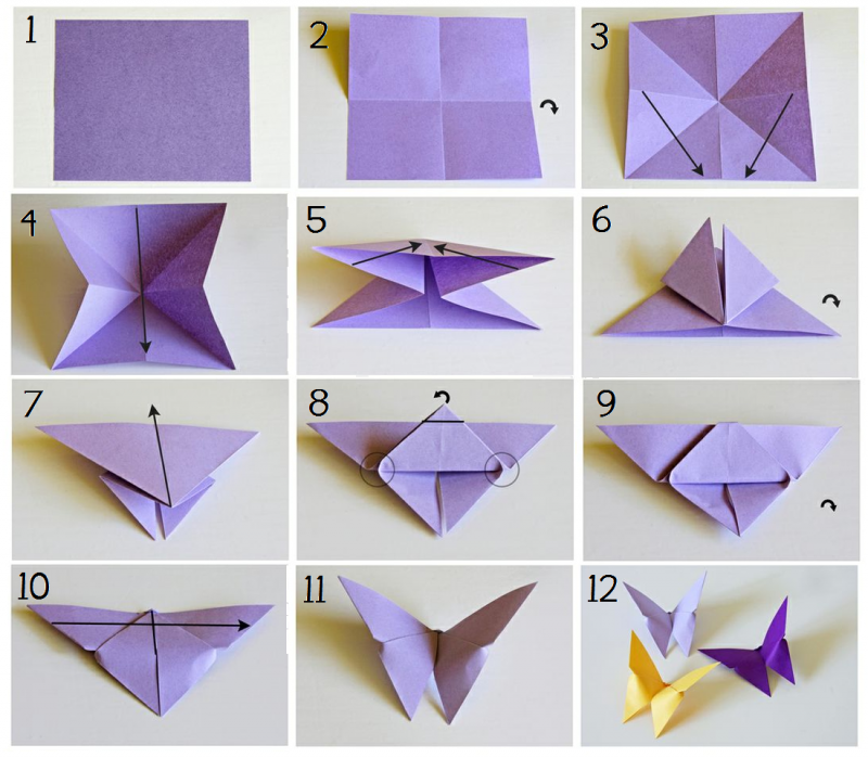 Бабочка оригами из бумаги для детей