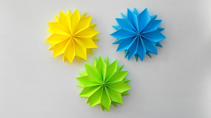 Цветы оригами плоские
