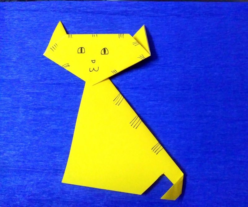 Оригами котёнок из бумаги