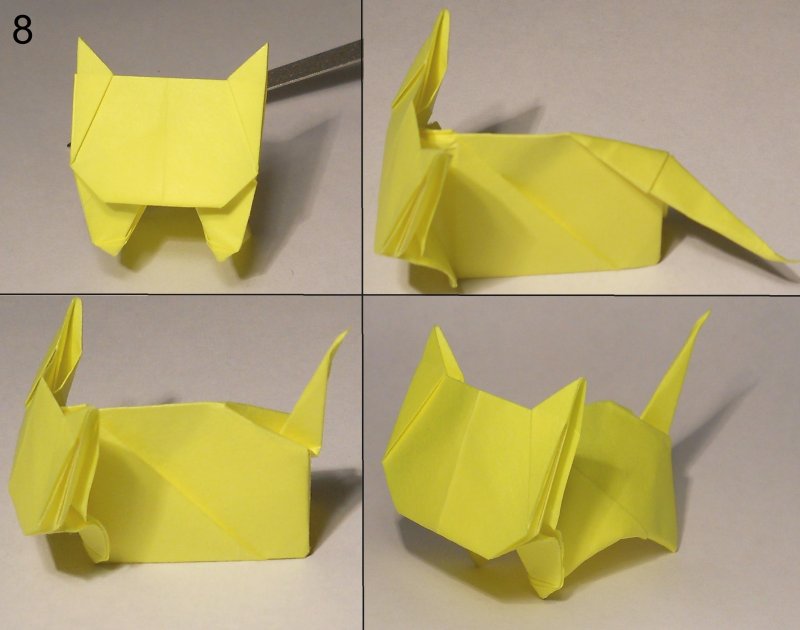 Поделка оригами котик из бумаги