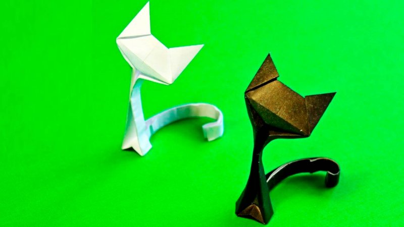 Оригами котёнок из бумаги для детей