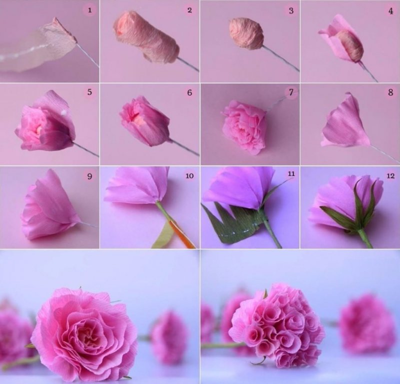 Как сделать цветы из цветной бумаги своими руками поэтапно фото