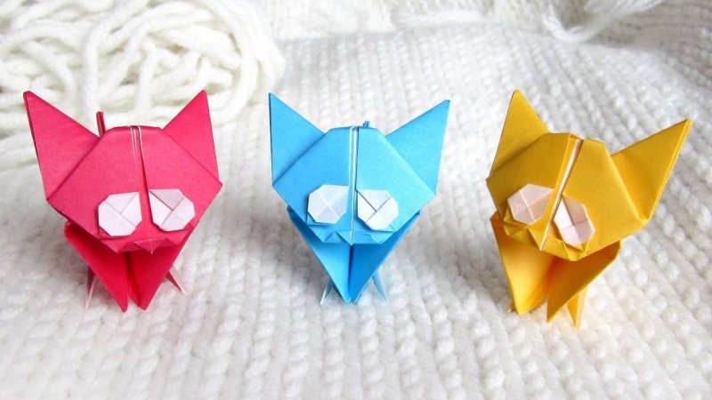 Оригами из бумаги кошка