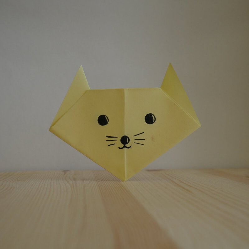 Оригами голова кошки из бумаги