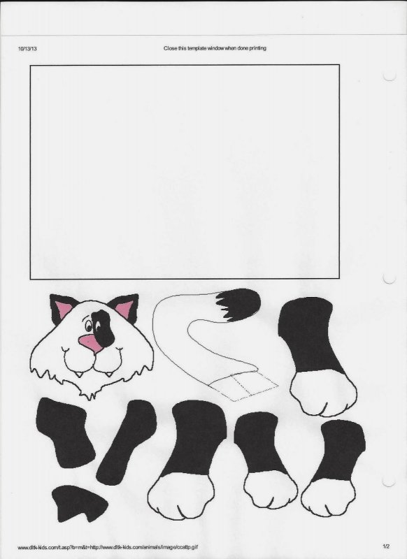 Котенок аппликация из бумаги для детей шаблоны