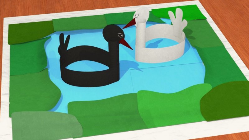 Лебеди на озере поделка