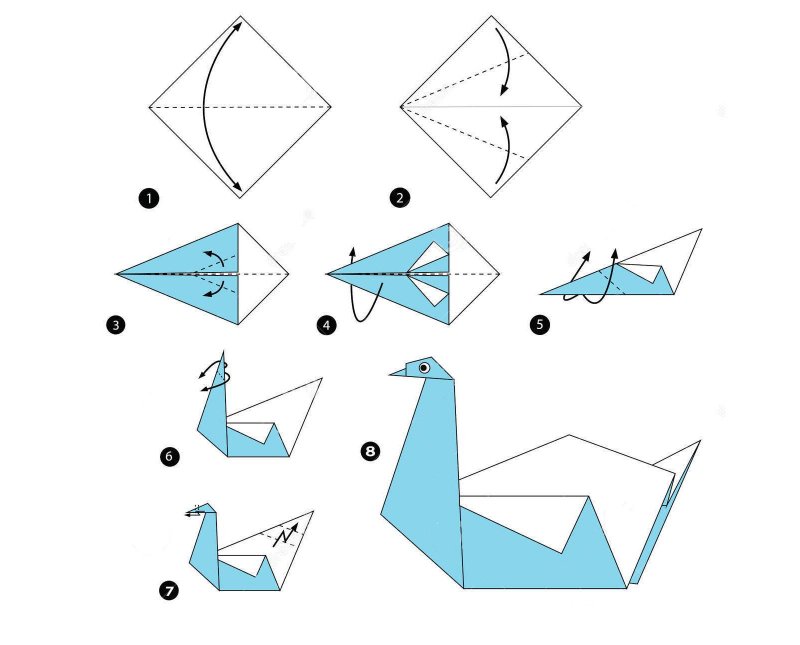 Оригами лебедь из бумаги для детей