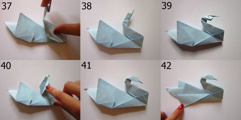 Оригами из бумаги лебедь