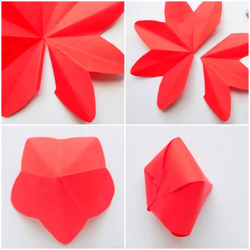 Оригами клубника из бумаги