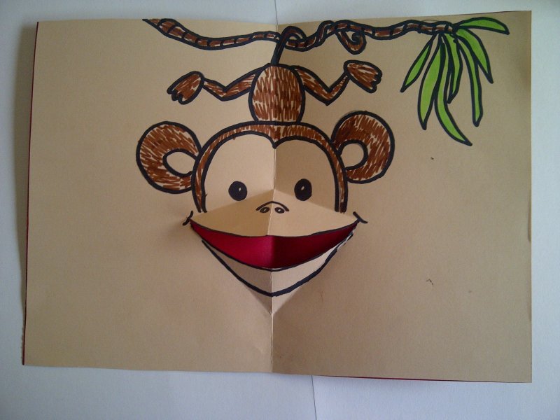 Объемная открытка обезьянки