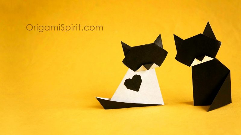 Оригами кошка и собака