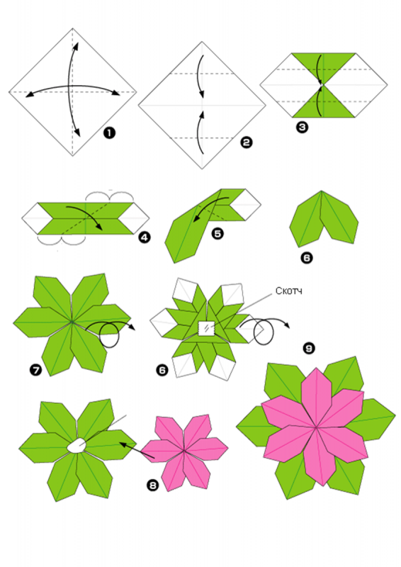 Оригами из бумаги схемы цветы