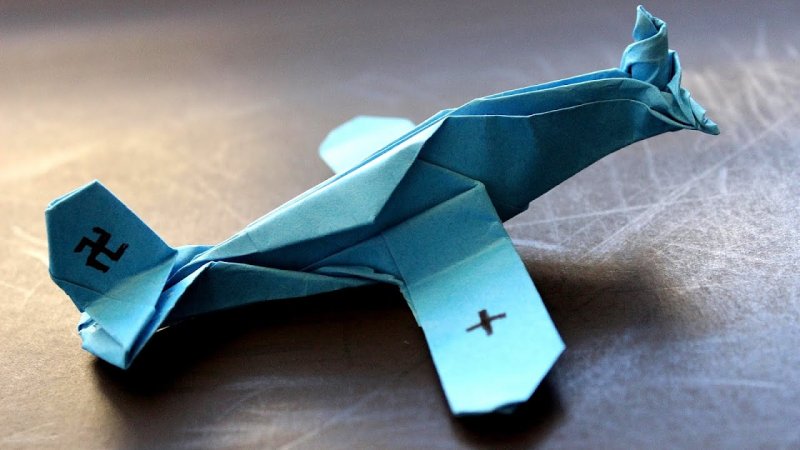 Оригами самолёт биплан