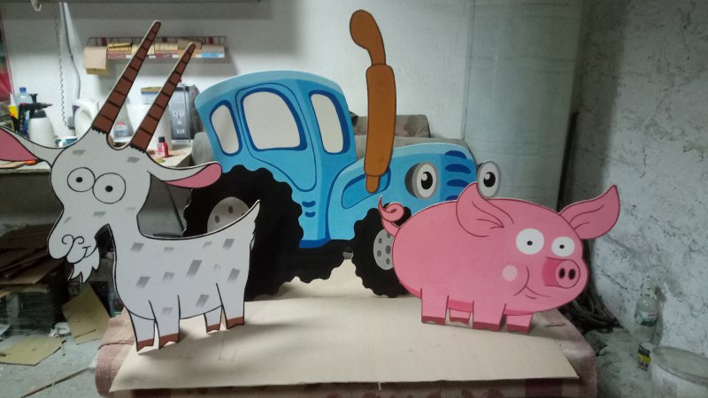 Синий трактор деревянная игрушка